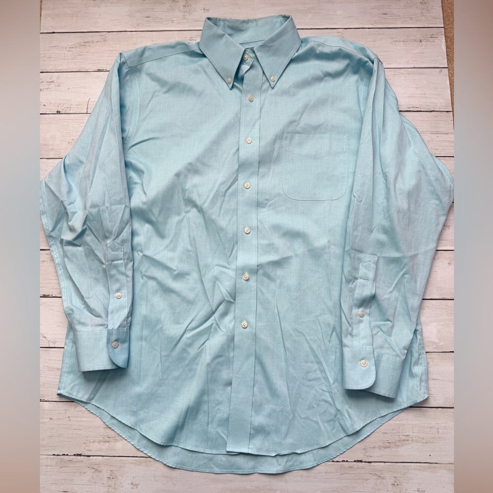 Lauren Ralph Lauren Non Iron Dress Shirt Mens 16 34/35 Blue Button Down Cotton